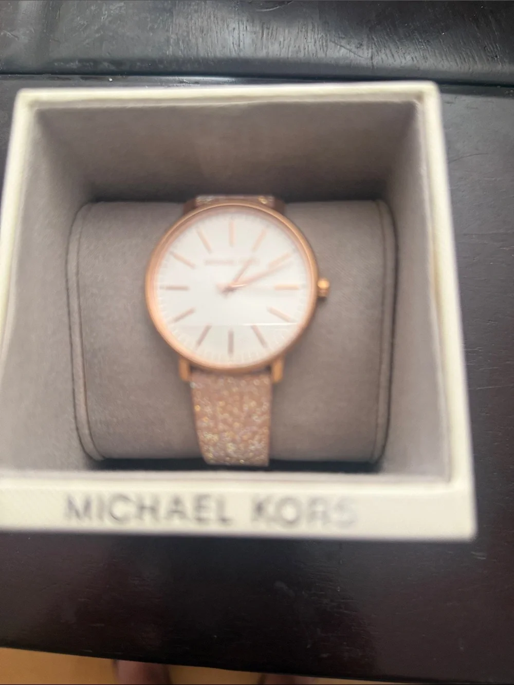 Michael Kors Cream Jewelry & Watch Box with Silver Logo